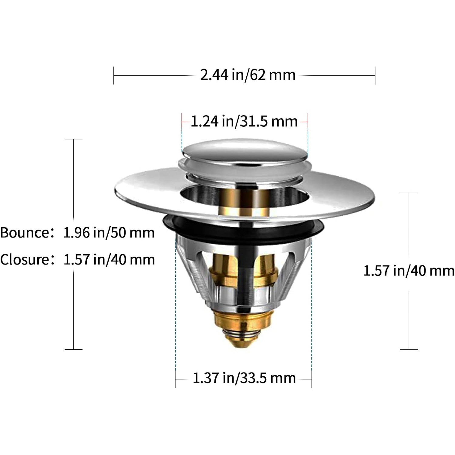 Brass Basin Plug with Hair Basket (34-38mm): image 6