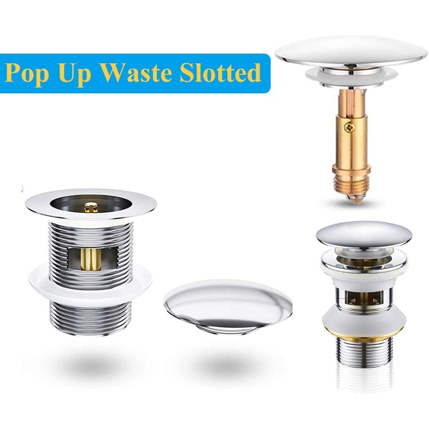 Brass Click Clack Basin Plug with Chrome Finish: image 2