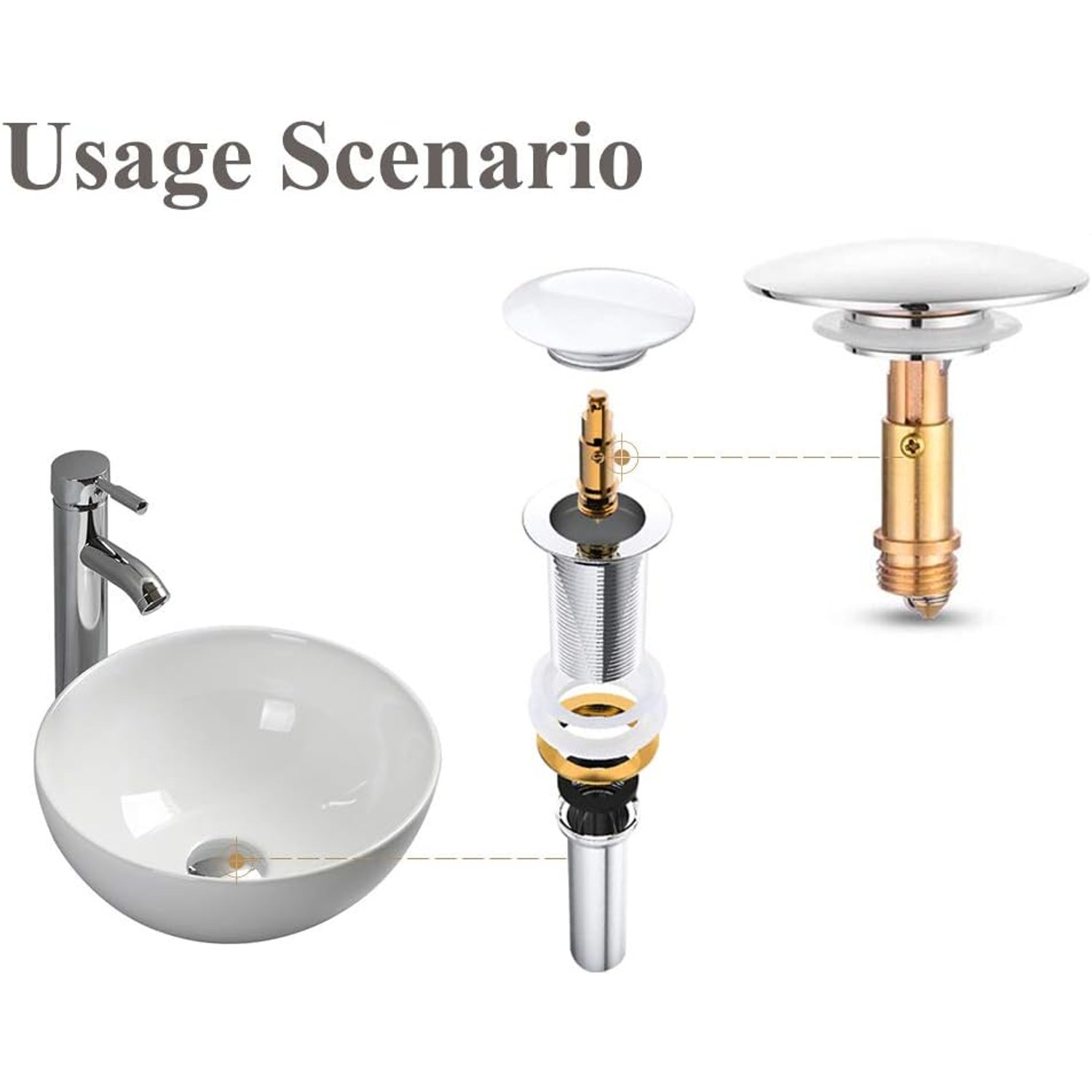 Brass Click Clack Basin Plug with Chrome Finish: image 3