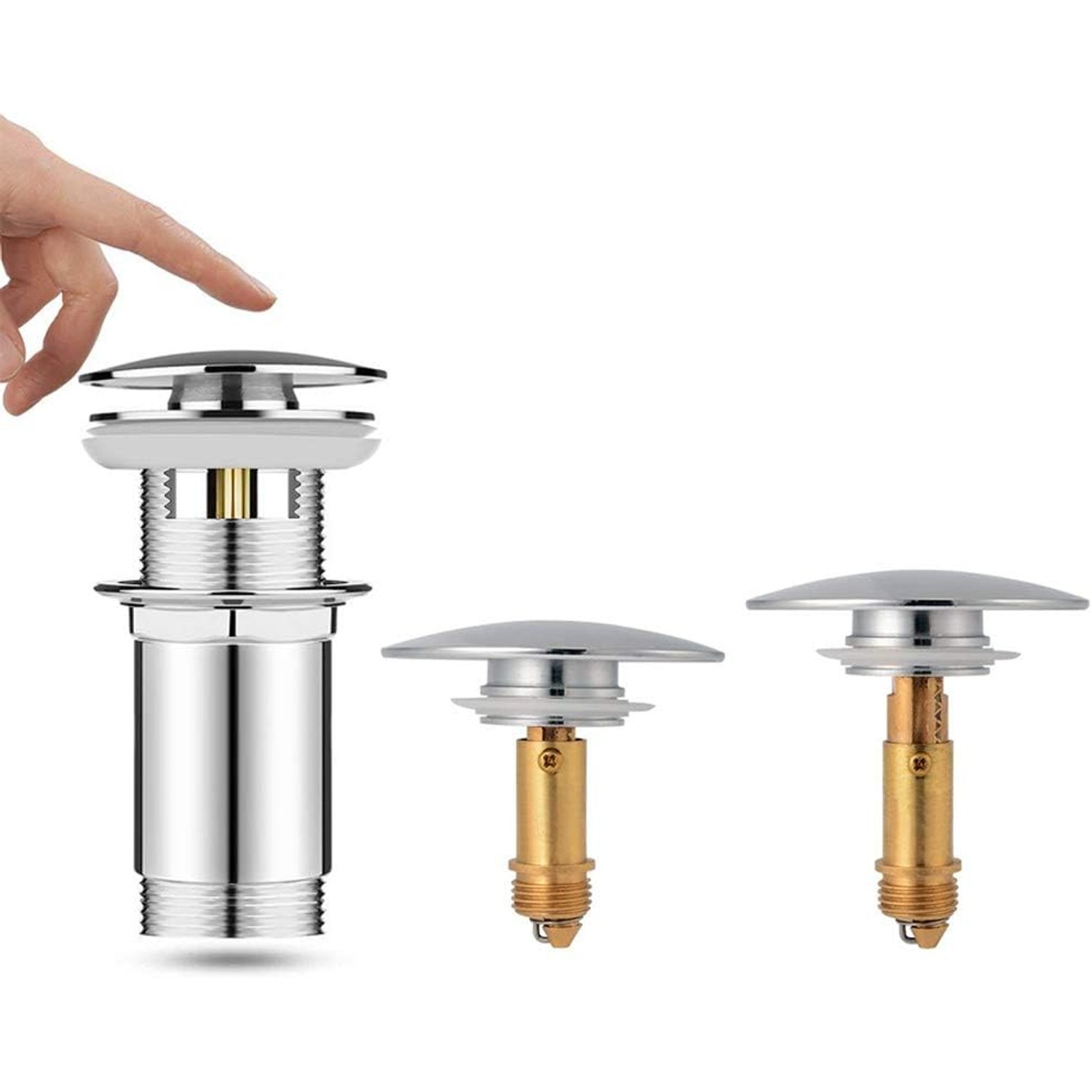 Brass Click Clack Basin Plug with Chrome Finish: image 7
