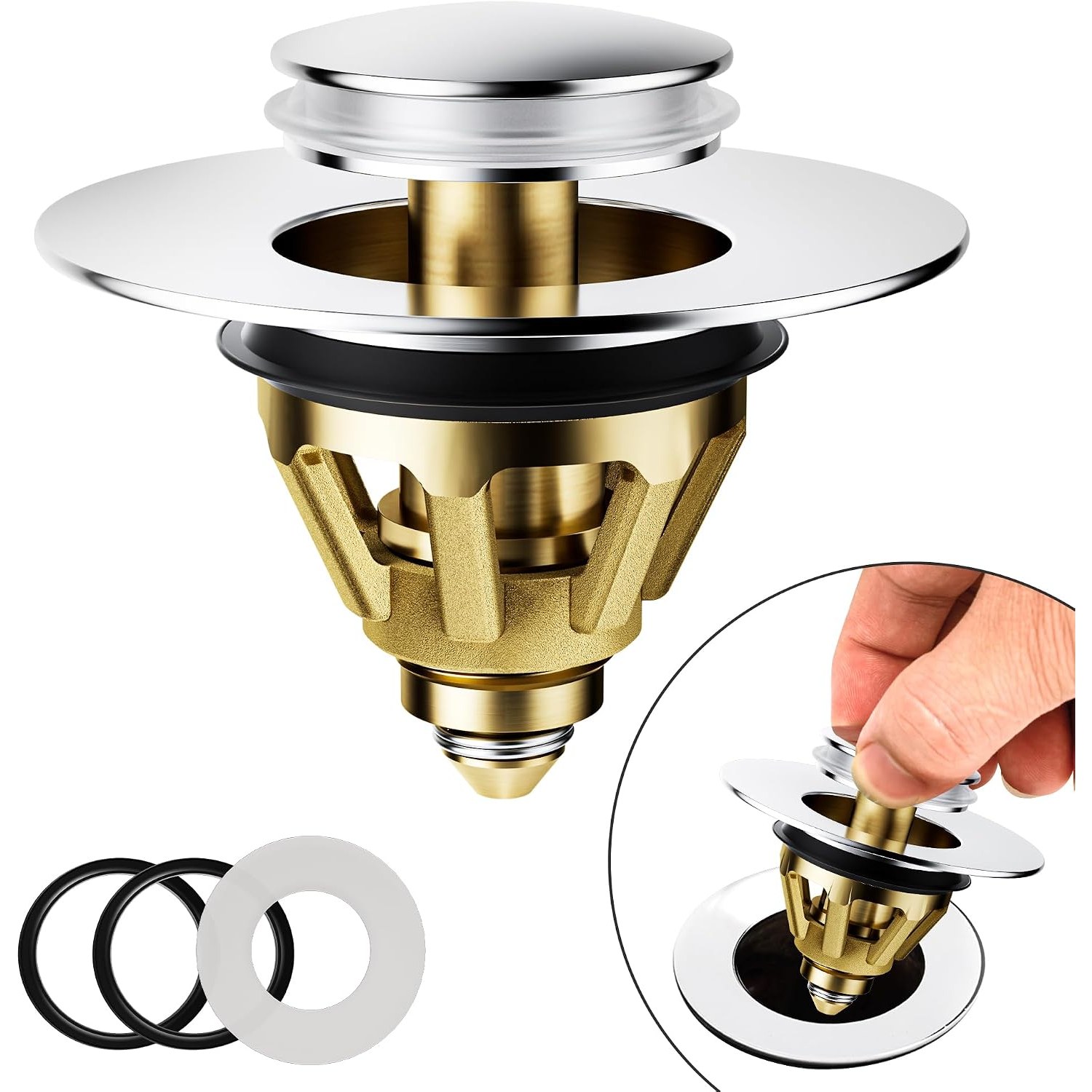 Pop Up Basin Plug with Strainer (34 to 45mm)