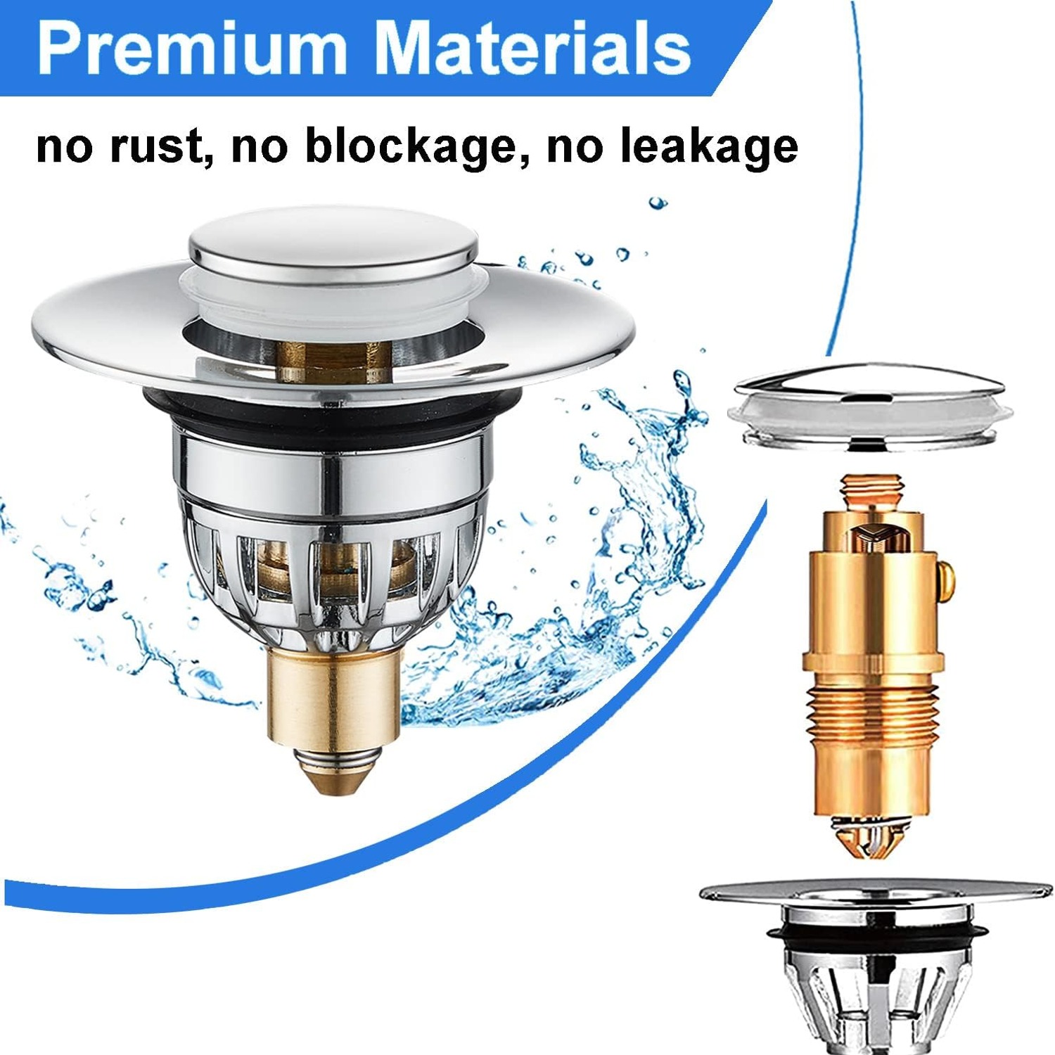 Stainless Steel Basin Pop Up Plug with Filter Basket (34-40mm)