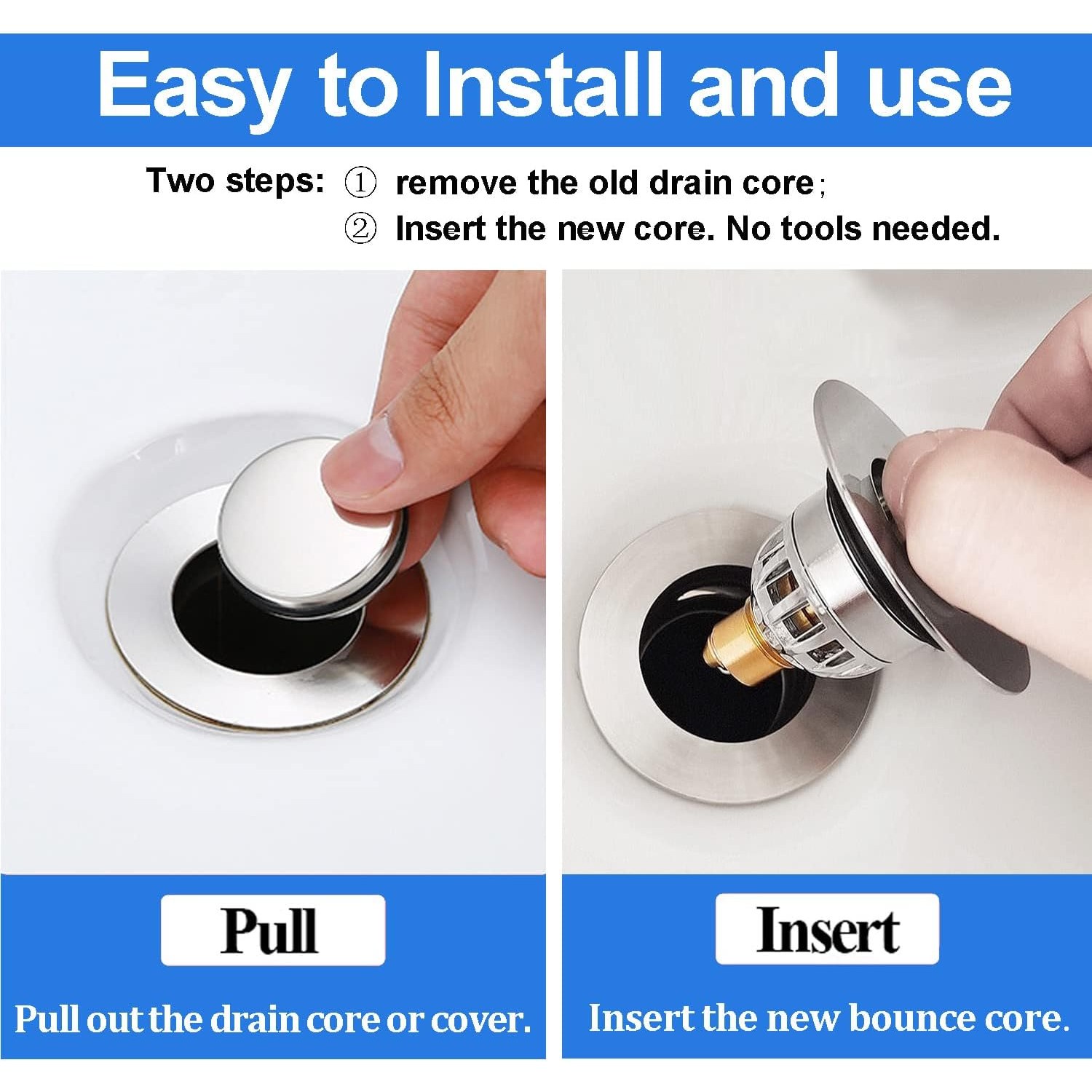 Stainless Steel Basin Pop Up Plug with Filter Basket (34-40mm)