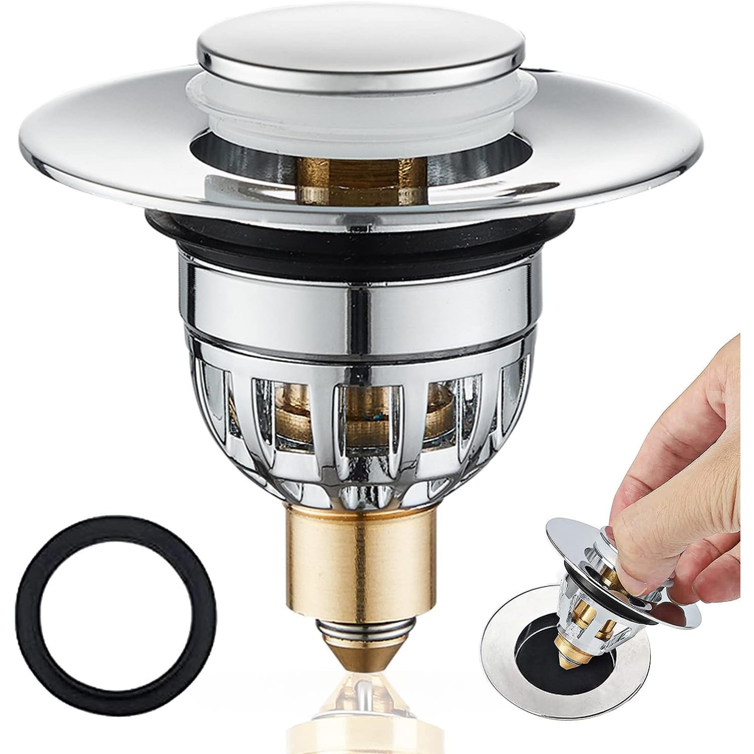 Stainless Steel Basin Pop Up Plug with Filter Basket (34-40mm): image 7